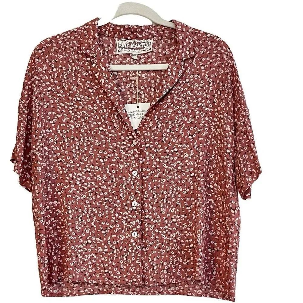 NWT Pink Martini Button Up Floral For Me Again Pink XS